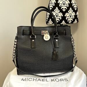Michael Kors RARE Hamilton Studded Large Black Tote + MK Dust bag MSRP $558 EUC